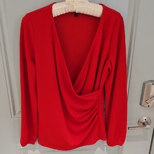 Talbots Vibrant Red Drape Blouse